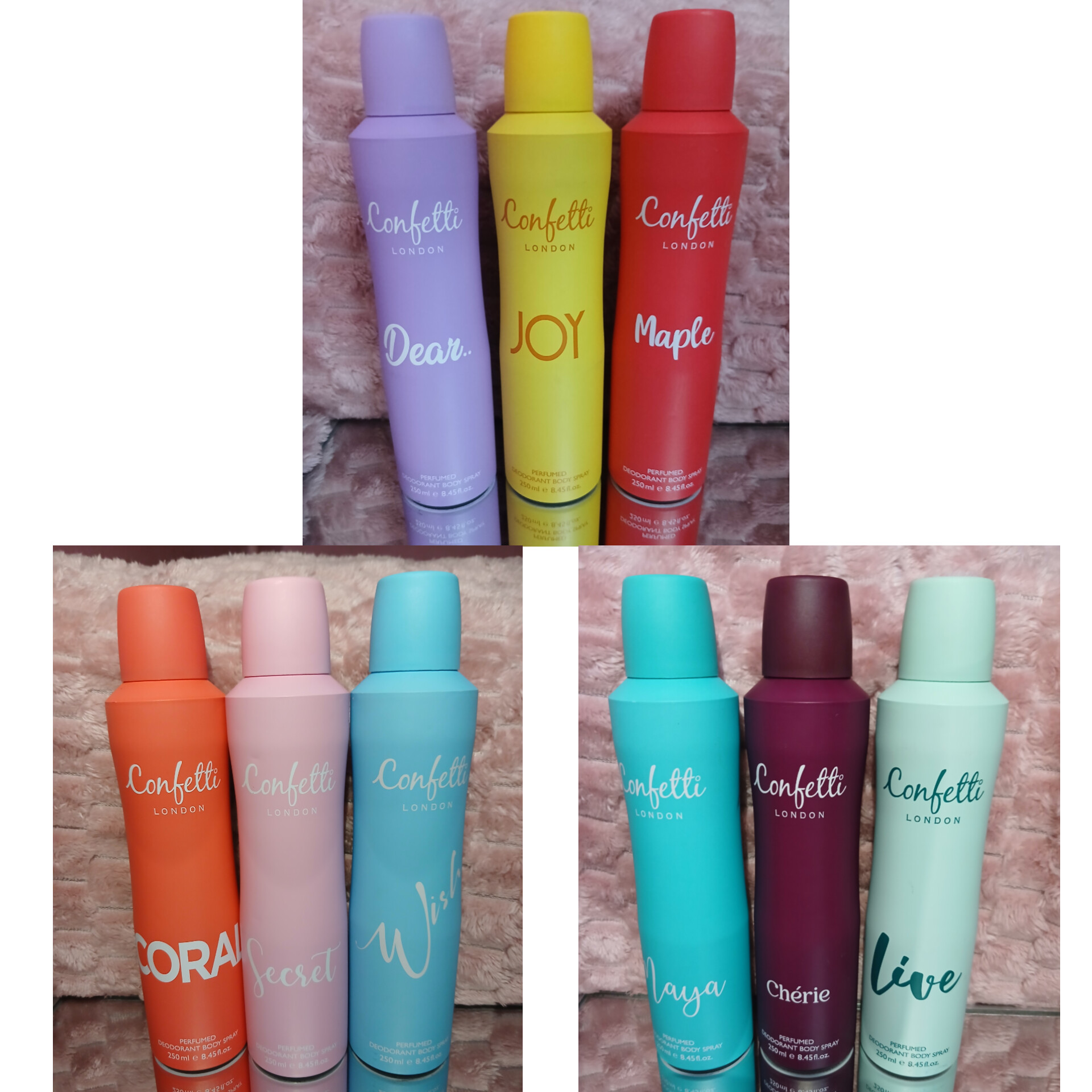 Confetti body sprays